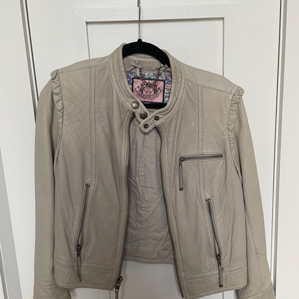 VINTAGE JUICY COUTURE Leather Moto jacket size large